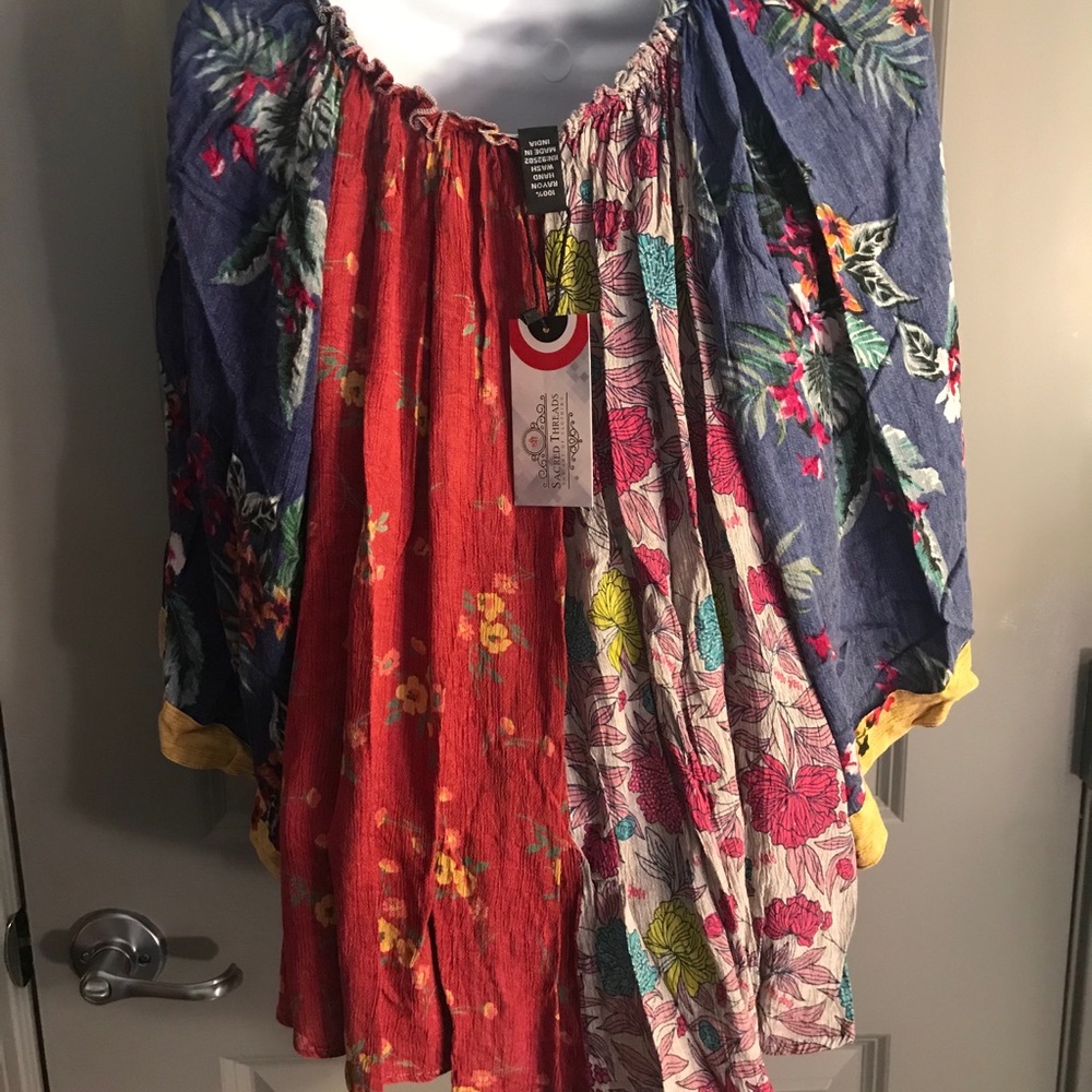 NWT.  SacredThreads Blouse LXL.  LG/GY01.  220196 - Picture 3 of 5